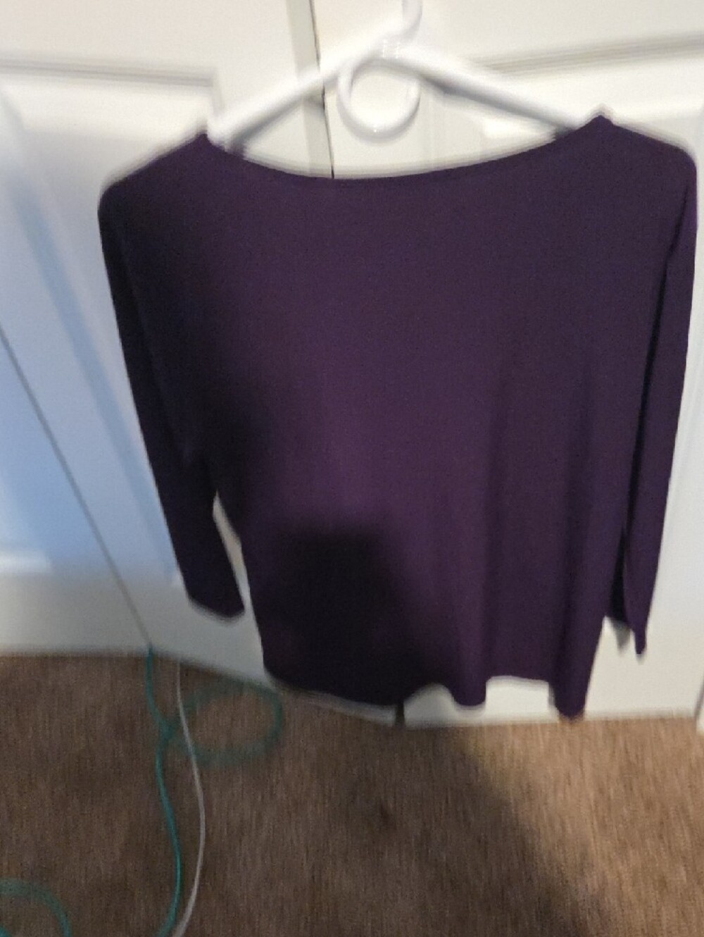 Women's Purple V-Neck Ring-Accent Long Sleeve Top - Picture 3 of 3
